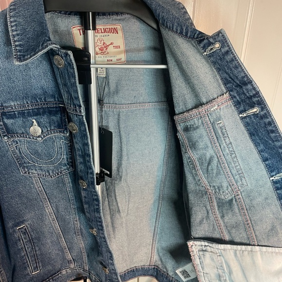 True Religion Classic Blue Denim Trucker Jacket XL - Picture 2 of 12
